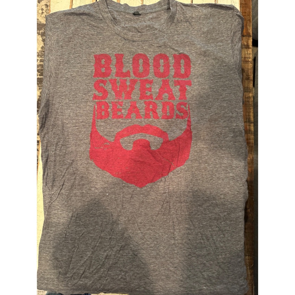 Barstool Sports Blood Sweat Beards Graphic T-Shirt Gray Mens Large L